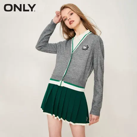ONLY奥莱夏季时尚潮流休闲撞色V领开衫针织衫女图片