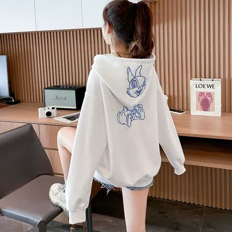 连帽卫衣女秋冬韩版宽松加绒加厚小个子百搭学生带帽减龄上衣外套图片