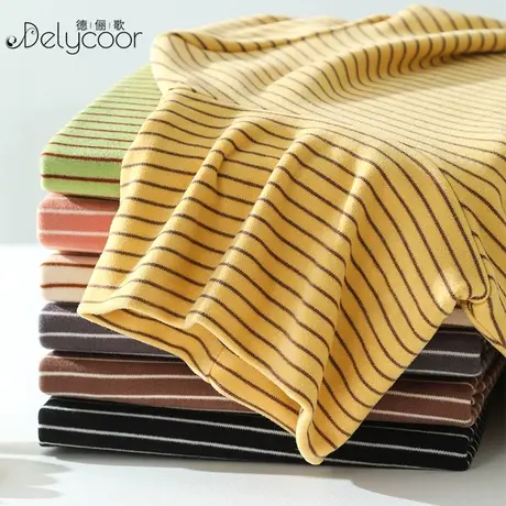 高领保暖内衣女条纹T恤上衣加绒加厚双面磨毛德绒长袖打底衫秋冬商品大图