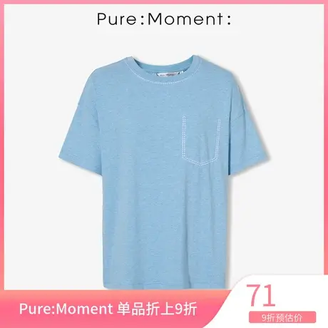 Pure:❄Moment夏季新款百搭短袖圆领纯色t恤上衣女图片