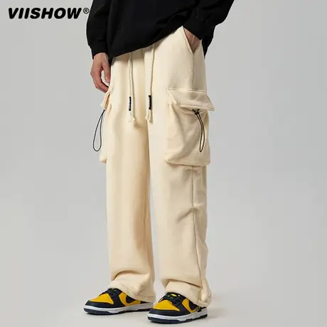 VIISHOW日系灯芯绒裤子男生冬款潮牌美式复古伞兵裤加绒休闲长裤图片