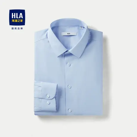 HLA/海澜之家格纹长袖正装衬衫2024春夏新款尖领免烫纯棉衬衣男图片