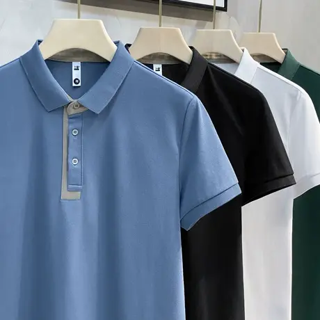 撞色门襟Polo衫男短袖夏季男士翻领T恤修身商务休闲男装保罗上衣商品大图