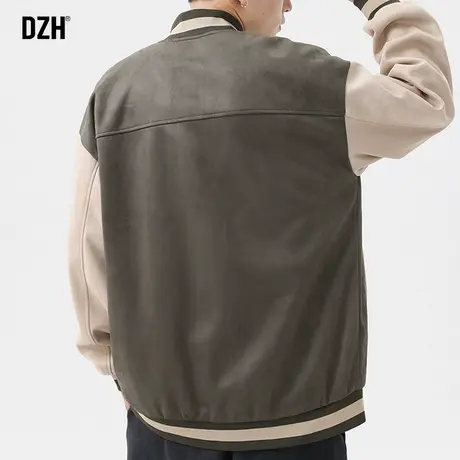 青少年麂皮绒棒球服外套男春秋款潮流百搭2024年新款美式刺绣夹克图片