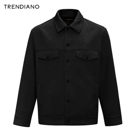 TRENDIANO经典系列字母提花翻领外套2024年春季新款时尚上衣男商品大图