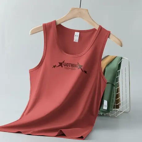 莫代尔背心男健身跨栏夏季薄款冰丝凉感速干坎肩运动吊带无袖t恤商品大图