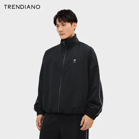 TRENDIANO暗纹提花风衣外套2024年春季新款时尚休闲运动开衫上衣商品大图