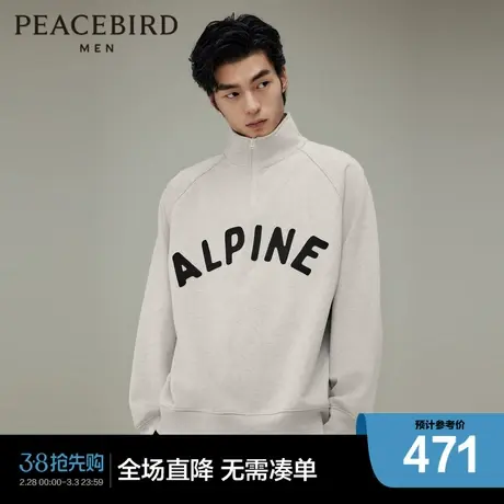 【商场同款】太平鸟男装半高领卫衣冬季新款刺绣上衣潮B2CRD4328图片