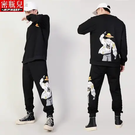 胖子潮牌卫衣套装春秋男士大码加肥加大男装青少年休闲运动裤男潮图片