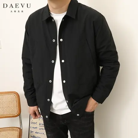 DAEVU春秋新款日韩系大号潮胖子加肥加大码男士短款翻领夹克外套商品大图