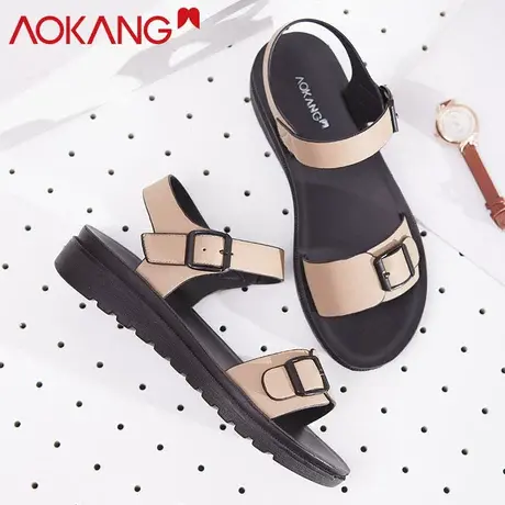 奥康凉鞋女夏季新款软底凉鞋防滑厚底中跟妈妈鞋孕妇坡跟商品大图