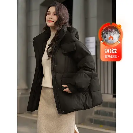 【立领加厚羽绒服】23年冬装新款宽松简约90绒保暖羽绒服女商品大图