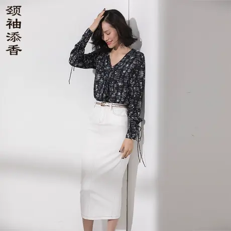 颈袖添香2023春季新款职业衬衫长袖时尚修身时尚女士衬衣上衣商品大图