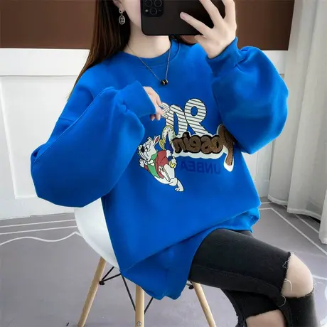 春秋圆领卫衣女2023年新款爆款女装宽松韩版外套ins超火上衣外搭图片