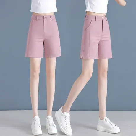 时尚休闲短裤女2023夏季高腰简约多彩显瘦五分裤网红薄款a字中裤图片