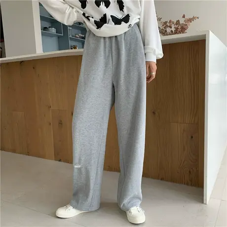 运动束脚裤子女秋冬宽松高腰垂感直筒显瘦百搭休闲阔腿长裤潮ins商品大图