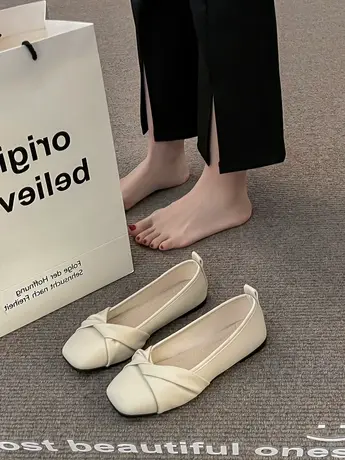 方头玛丽珍鞋女2023年秋季新款平底单鞋女夏款软底奶奶鞋小皮鞋图片