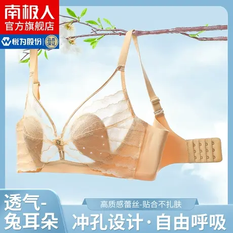南极人内衣女大胸显小胸聚拢无钢圈收副乳防下垂蕾丝性感文胸罩AS图片
