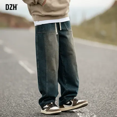 男士美式复古牛仔裤男潮牌oversize裤子宽松直筒休闲长裤秋季男裤商品大图