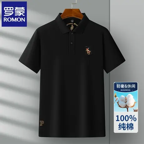 罗蒙高端男士POLO衫短袖t恤夏季薄款纯棉半袖翻领刺绣上衣N2Z商品大图