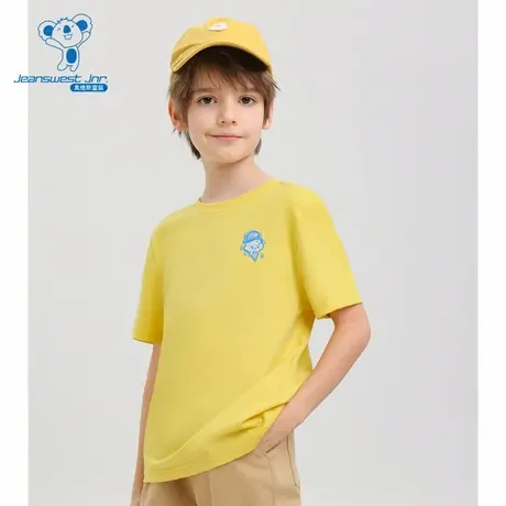 JJ真维斯童装夏季款 时尚舒适男童纯棉平纹LOGO印花短袖T恤图片
