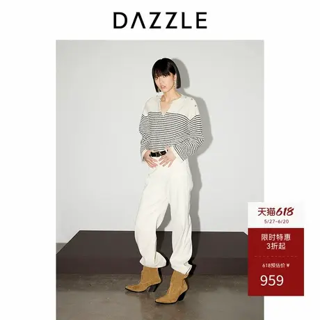 邱天同款DAZZLE地素奥莱 毛针织衫春秋女装条纹毛衣商品大图
