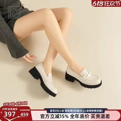 【头层牛皮】厚底乐福鞋女真皮2025新款英伦风小皮鞋粗跟深口单鞋商品大图