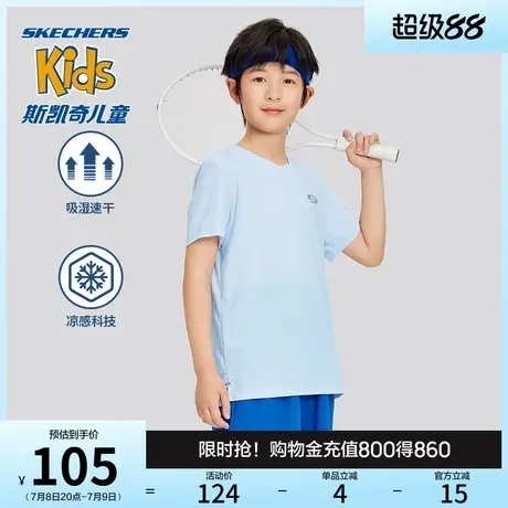 斯凯奇童装T恤男女中大童儿童短袖夏舒适百搭透气上衣柔软打底衫商品大图