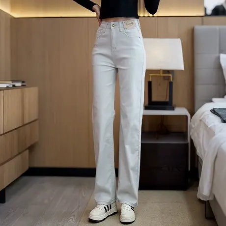 高腰窄版牛仔直筒裤女2025年春秋新款宽松显瘦百搭垂感阔腿休闲裤商品大图