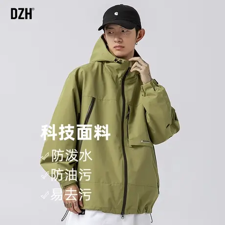 男士户外机能冲锋衣男款秋季男装2023年新款工装外套潮高级感夹克商品大图