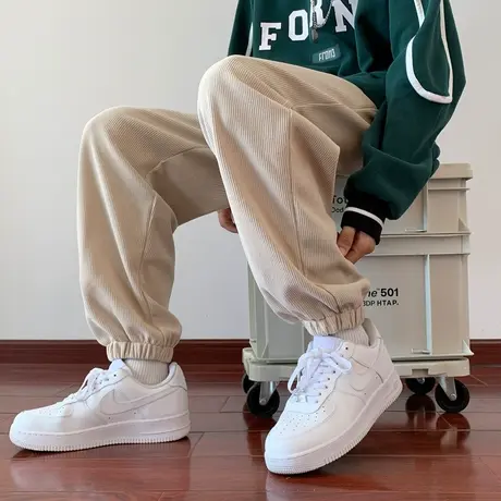 2023新款束脚休闲裤男款春秋季宽松运动长裤子美式潮牌青少年卫裤商品大图