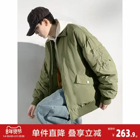 唐狮24冬季新款羽绒服男装宽松美式高街棒球服外套飞行员夹克潮流商品大图