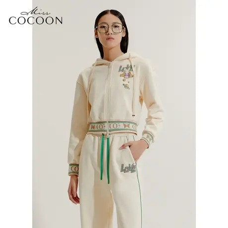 COCOON商场同款2023秋冬新款学院运动风连帽卫衣套装外套商品大图