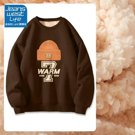 真维斯LIFE美式加绒卫衣女2023新款爆款小个子羊羔绒外套女秋冬款商品大图