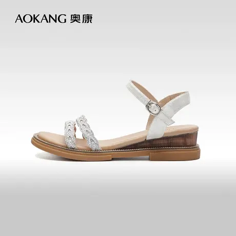 【门店发货】奥康女鞋夏季气质女士时装凉鞋水钻休闲舒适百搭增高图片