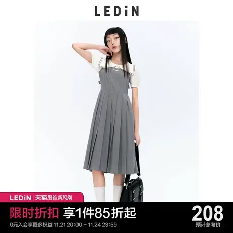 乐町吊带连衣裙学院风女装设计感百褶裙C1FAC2104商品大图