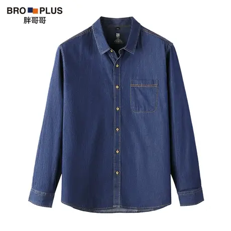 胖哥哥加肥加大休闲牛仔衬衫男宽松胖子春秋大码衬衣外套潮流男装图片
