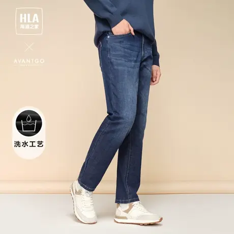 HLA海澜之家轻商务经典系列牛仔裤2023秋冬五袋款洗水裤子男图片