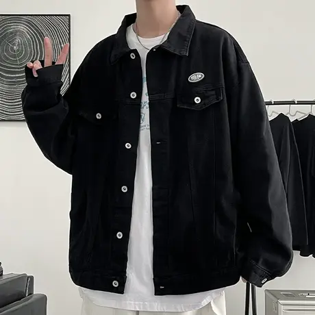 牛仔外套男春秋潮牌潮流港风宽松夹克男青少年新款休闲帅气上衣服商品大图