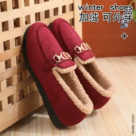 棉拖鞋加绒家居棉布鞋女冬加绒棉鞋冬季外穿2023新款包跟女士鞋子商品大图