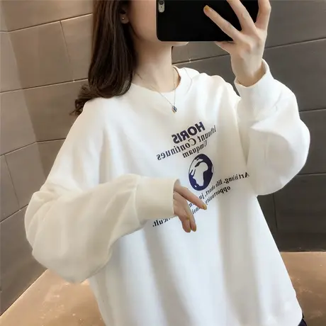 假两件拼接卫衣女圆领套头2023年春秋季新款女装学院风上衣百搭潮图片