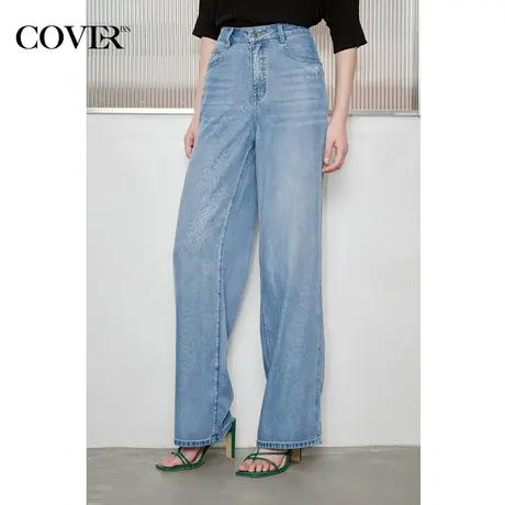 COVER夏季醋酸天丝混纺水洗牛仔直筒裤图片