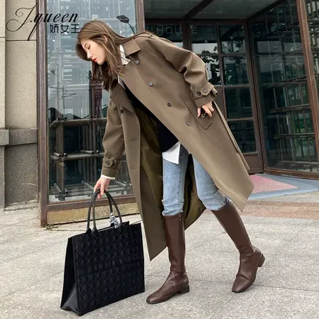 风衣外套女春秋季加厚款英伦风高级感气质宽松显瘦休闲中长款大衣商品大图
