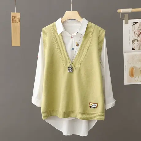 马甲背心外套春秋坎肩新款针织女士毛衣外搭V领宽松秋装马夹外穿图片