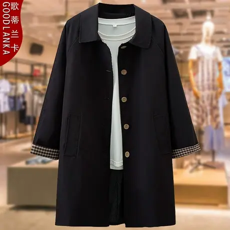 40-50岁中年妈妈装春秋外套加肥加大码宽松洋气显瘦中长款风衣女商品大图