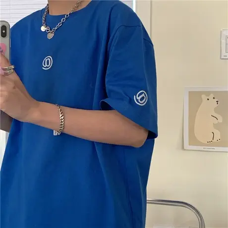 红续~夏装新款2023宽松休闲百搭纯棉简约半袖短袖T恤女ins港风潮图片