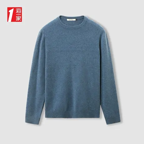 海一家简约提花毛衣2023冬季新款保暖舒适羊毛男士针织衫男商品大图