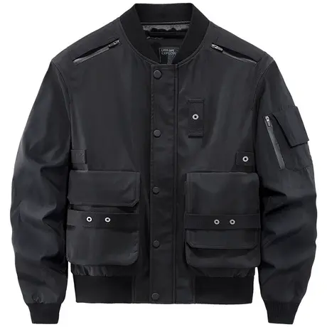 VIP潮牌机能风飞行员夹克男士多口袋宽松工装外套潮流纯色棒球服商品大图