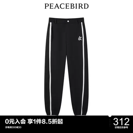 太平鸟女士时尚年冬季新款撞色拼接休闲裤图片