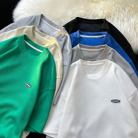 百搭夏季t恤男宽松短袖体恤简约潮牌半袖ins潮流打底衫情侣装衣服图片